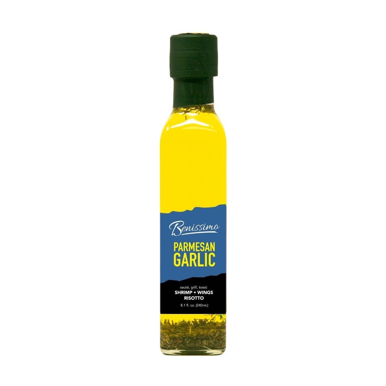 Benissimo Parmesan Garlic Herb Infused Oil, All Natural, Farm Fresh Herbs, Sizzle And Drizzle, 8.1 Fl Oz