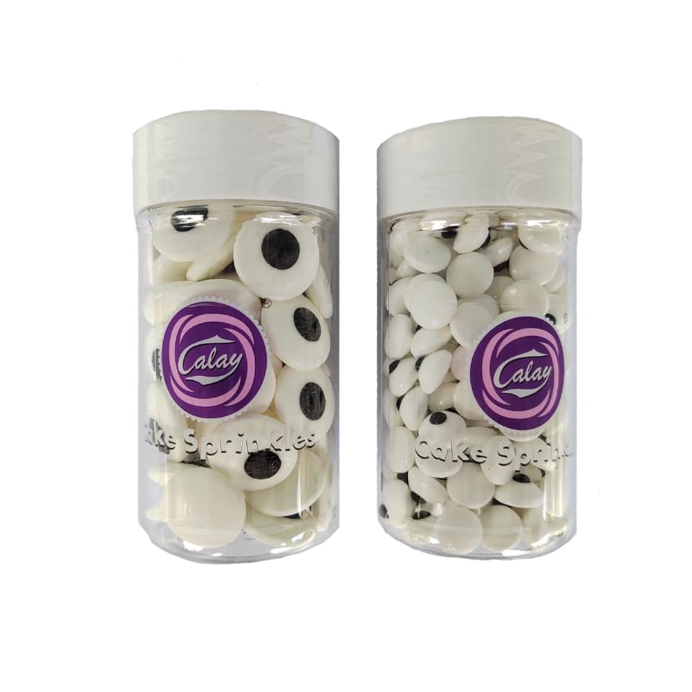 Eastron 2 Bottles Edible Candy Eyeballs Eyes Cake Cupcake Toppers Cookie Decorations Dessert Sprinkles For Halloween Christmas B