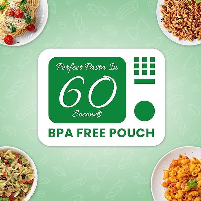 PASTA ZING Microwavable Pasta Variety Pack of 7 - 2x Elbow, 2x Farfalle, 2x Spaghetti, 1x Fusilli,