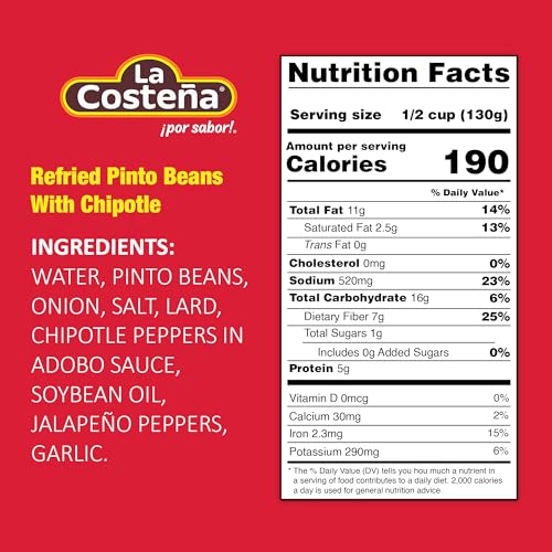La Costea Refried Pinto Beans With Chipotle 20.5 Oz S (12-Pack)