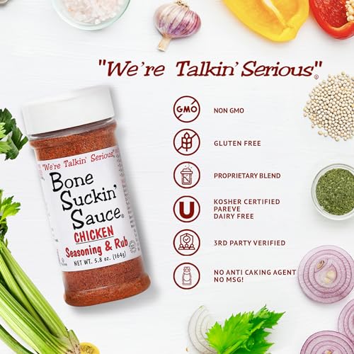 Bone Suckin Sauce Chicken Seasoning & Rub With Garlic & Sage, Perfect For Chicken, Turkey, Other Poultry, Fish - Brown Sugar, Garlic, Onion, Spices - Non-Gmo, Gluten-Free