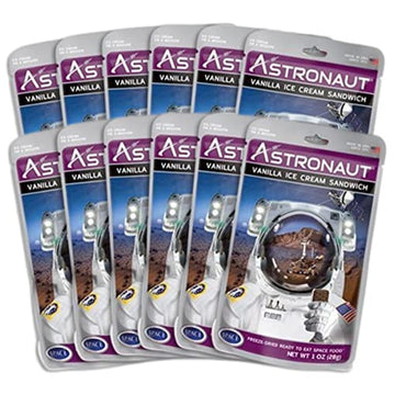 Astronaut Foods Freeze-Dried Ice Cream Sandwich, NASA Space Dessert, Vanilla, 12 Count