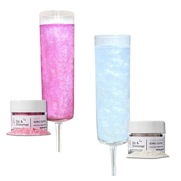 Sip & Shimmer Edible Glitter for Drinks - Food-Grade Cocktail Glitter - Bachelorette Pink & Clear