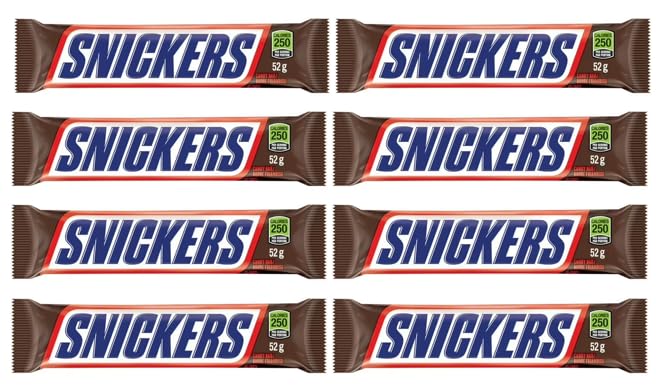 SNICKERS, Peanut Milk Chocolate Candy Bar, Full Size Bars1.07 oz each (8 full size bars)