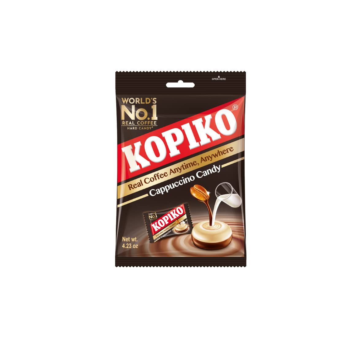 Kopiko Cappuccino Coffee Candy - 4.23 Ounce Pack - Brown