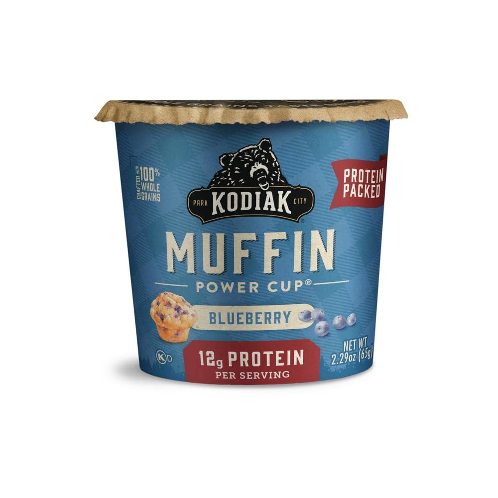 Kodiak Cakes Minute Muffin Cup Variety Pack - 100% Whole Grains, Double Dark Chocolate, Blueberry & Cinnamon Roll (Pack Of 12)