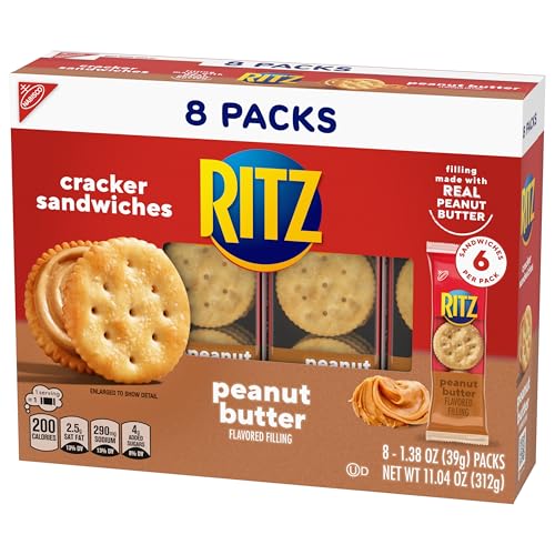 RITZ Peanut Butter Sandwich Crackers, 48 Snack Packs (6 Boxes, 6 Crackers Per Pack)