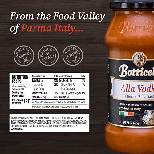 Alla spirit-inspired flavor enhanced Pasta Sauce by Botticelli  24oz - No Added Sugar - Keto Friendly - Gluten Free - Product of Italy