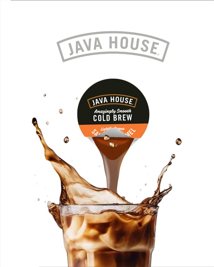 Java House Cold Brew Coffee, Salted Caramel Lightly Sweet Medium Roast Coffee Concentrate Liquid Pods - 1.35 Fluid Oz (12 Count)
