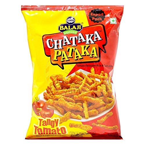 Balaji Chataka Pataka - Tangy Tomato - (tomato flavoured rice and corn sticks) - 65g - (pack of 2)