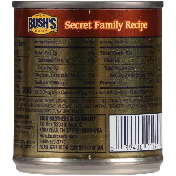 Bush'S Best Baked Beans, Homestyle, 8.3 Oz (Pack Of 24)