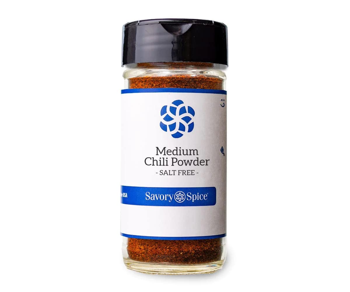 Savory Spice Medium Chili Powder - Salt-Free Chili Powder Seasoning | Ground Chili Powder Blend, No Salt (1 Cup Bag - Net: 4 Oz)