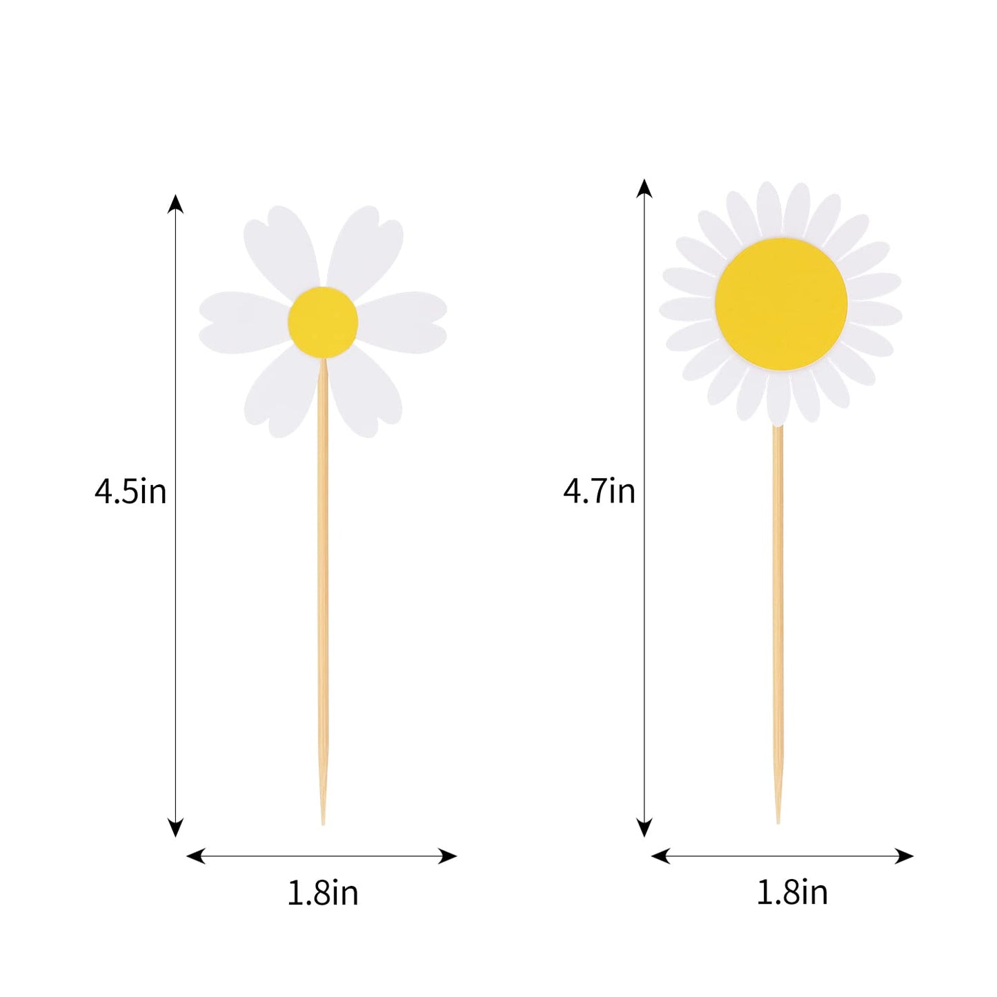 30 Pcs Daisy Cupcake Toppers, 6 Styles Daisy Flower Cake Picks Chrysanthemum Party Decorations For Spring Birthday Wedding Suppl