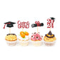Moitkptt Graduation Cupcake Toppers, 24Pcs Red Cardboard Picks for Class of 2025 Decorations, Model FHDUT0002