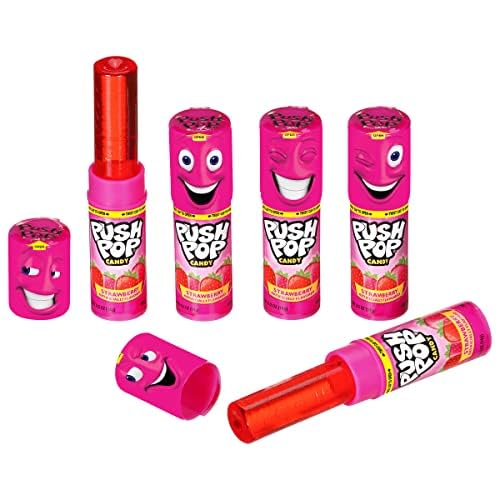 Push Pop Halloween Candy - Individually Wrapped Bulk Pink Lollipops - 10 Ct Hard Candy In Pink Strawberry Flavor, Fun Candy For