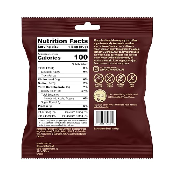 Pandy, Sour Cola - Gummy Candy With Classic Sour Cola Taste - Low Sugar - Low Calories Candy Sweets - Travel Size - Authentic Sw