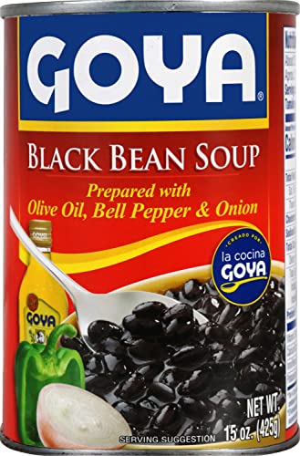Goya Foods Black Bean Soup, 15 Ounce, Pack of 24, Vegetarian, Ready to Eat