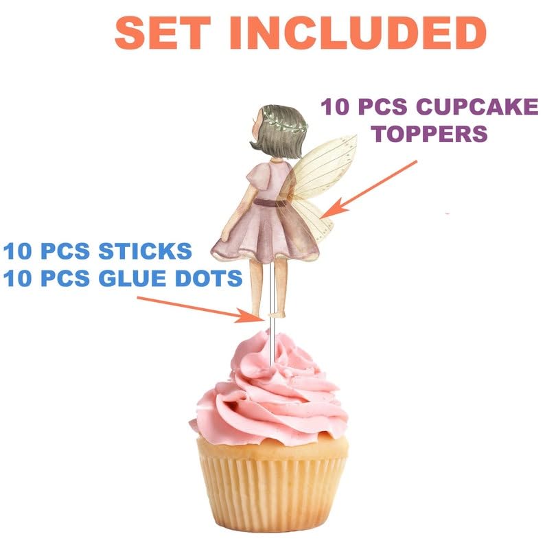 Celebrate With Magic: 10 Pcs Fairy Pastel Cupcake Toppers - Transform Your Treats!