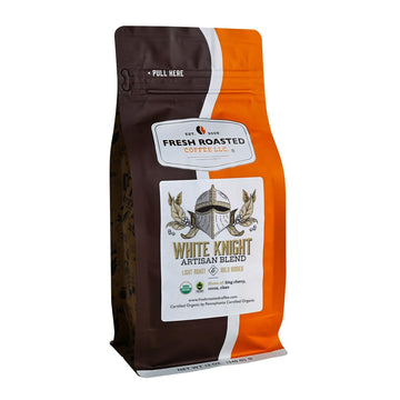 Fresh Roasted Coffee, Organic White Knight, 12 Oz, Light Roast, Fair Trade Kosher, Whole Bean
