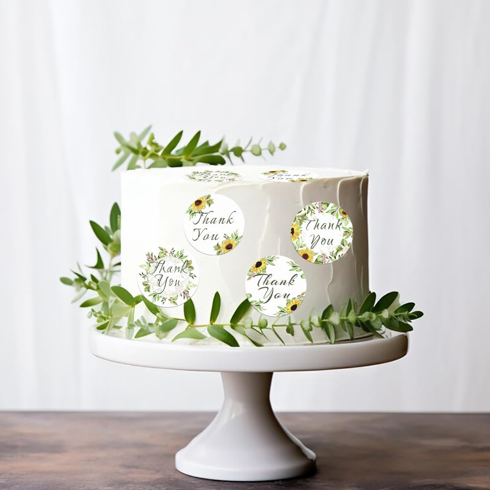 Fyeoxle Edible Sunflowers Cupcake Toppers, Wafer Paper, 1.77 inches, Floral Cake Decor for Weddings and Baby Showers