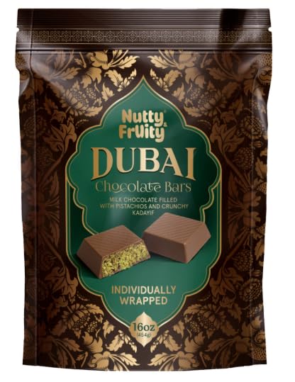 Nutty and Fruity Milk Chocolate Bars with Pistachio, Individually Wrapped, 16 oz (2 Pack), Brown