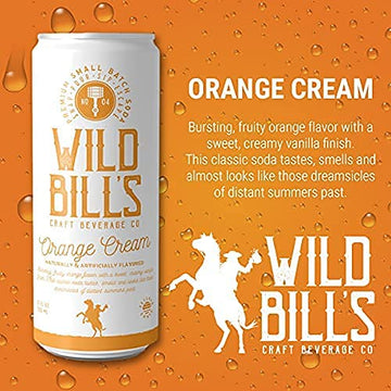 Wild Bills Orange Cream Soda - Caffeine Free, Gluten Free, Vegan - 12 Oz 12 Pack, Model WBSD14