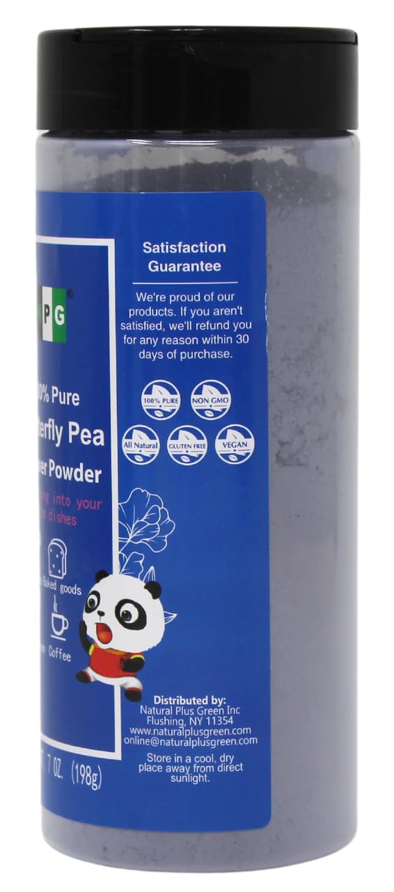 NPG 100% Pure Blue Butterfly Pea Flower Powder, 7 oz, All Natural Non-GMO, Vegan, Rich in Antioxidants, Gluten Free
