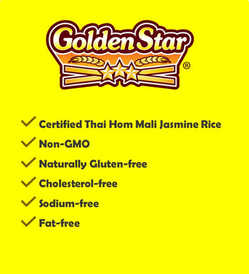 Golden Star Thai Hom Mali White Jasmine Rice - Prime Grade White Rice - 2 lb Bag (Pack of 2)