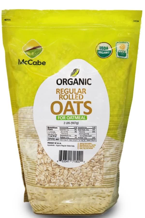 McCabe Organic Rolled Oats, 32 Ounce (Pack of 3), USDA & CCOF Certified, Rich in Fiber & Minerals, Product of USA
