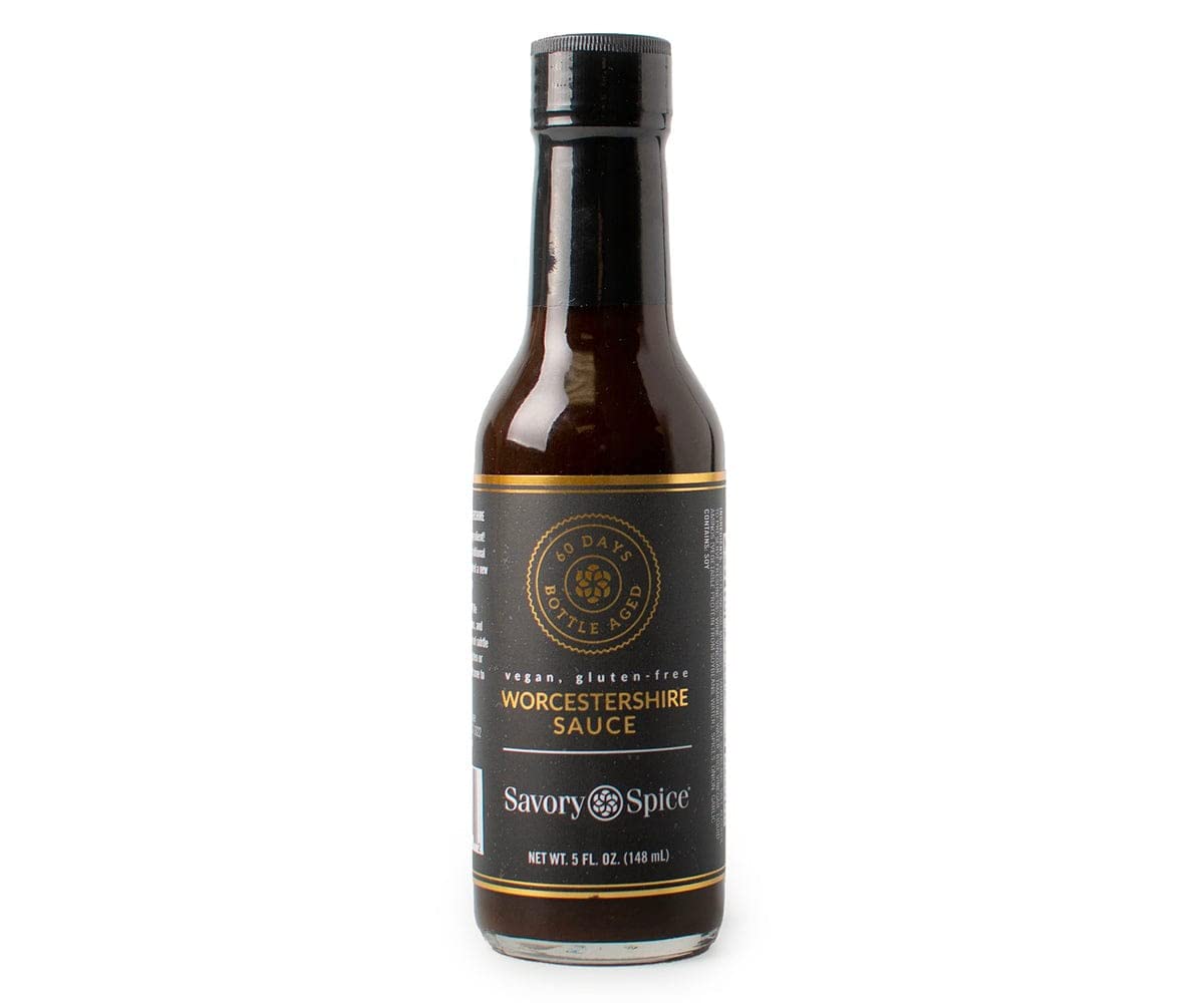 Savory Spice Vegan Worcestershire Sauce, Gluten-Free & Fish-Free - 60-Day Bottle Aged Vegan Worcestershire Sauce - Same Great, C
