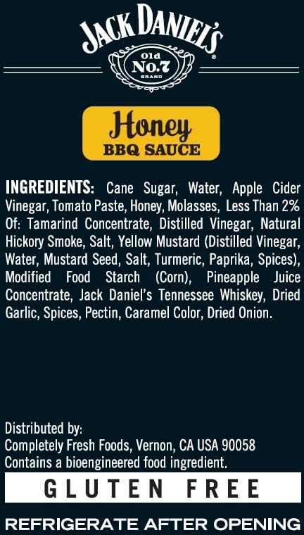 Jack Daniel'S Old No. 7 Honey Bbq Sauce - Authentic Small Batch Jack Daniels Bbq Sauce - Preservative Free - 19.5 Oz