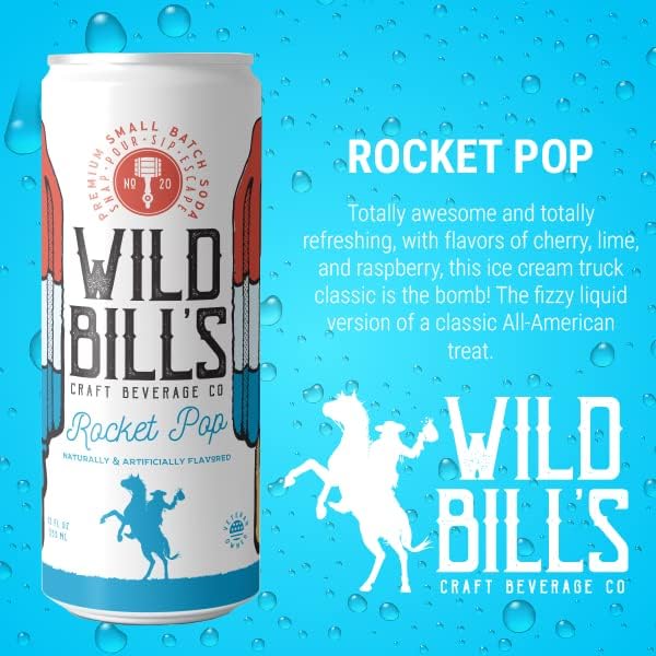 Wild Bill's Craft Soda Variety Pack - 12 Fl Oz, 12-Pack, Pure Cane Sugar, Vegan, Caffeine & Gluten Free, 12 Flavors
