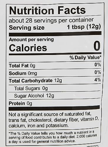 Wholesome Sweeteners 12-Ounce Organic Erythritol Sweetener, Zero Calorie Sweetener, Keto Friendly, Non Gmo, Gluten Free & Vegan
