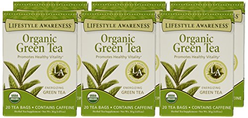 Lifestyle Awareness Organic Green Tea  Contains Caffeine  20 Count (Pack of 6)