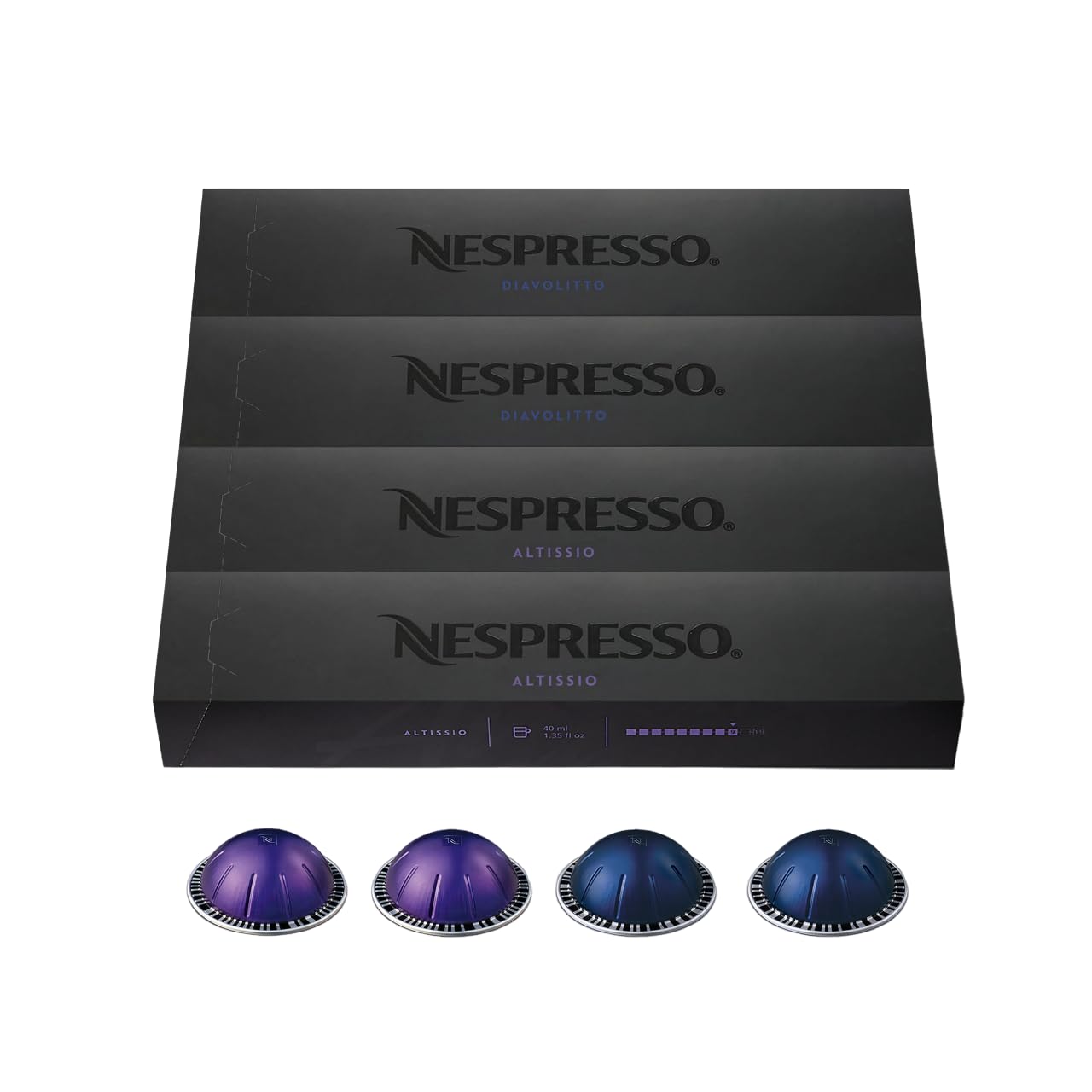Nespresso Capsules Vertuo Espresso Bold Variety Pack, 40-Count Pods, Medium and Dark Roast, Model SYNCHKG103934