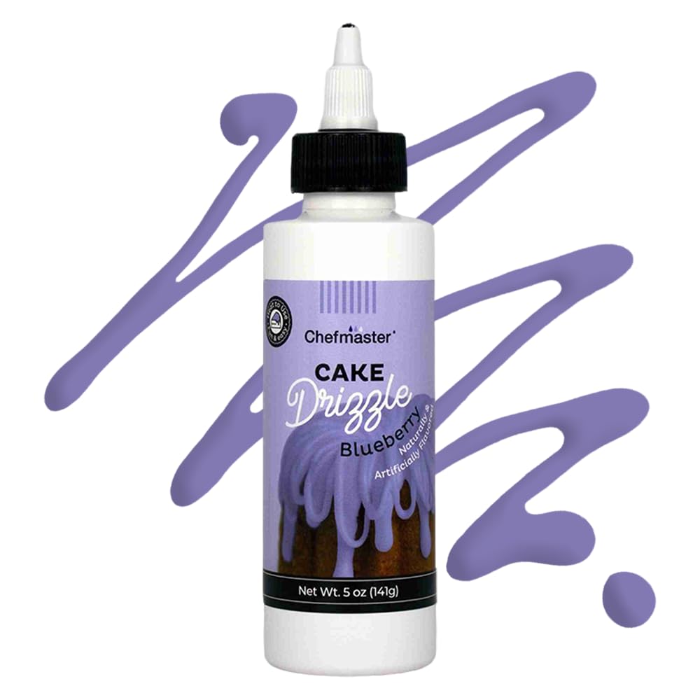 Blueberry-Flavored Cake Drizzle by Chefmaster, Edible Cake Drip Frosting for Decorating, Drip for Cupcakes, Cookies, Donuts, 5 o