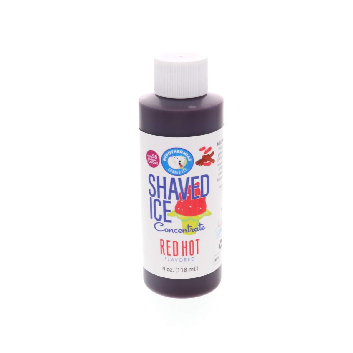 Hypothermias Shaved Ice And Snow Cone Syrup Unsweetened Flavor Concentrate - 4 Fl Oz - Makes 1 Gallon Of Ready To Use Syrup - Re