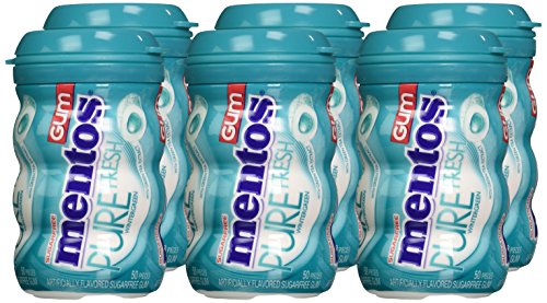 Mentos Pure Fresh Sugar-Free Chewing Gum With Xylitol, Wintergreen, Bulk, 50 Count ( Pack Of 6)