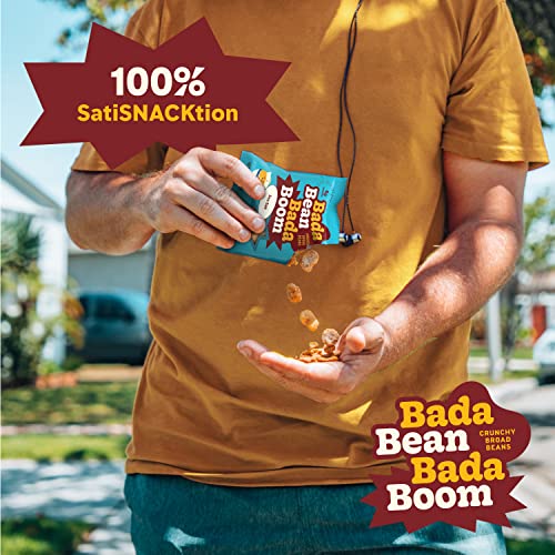 Bada Bean Bada Boom, Crunchy Roasted Broad Bean Snacks (Fava), High Protein, Vegan, Gluten-Free - 110 Calorie Packs, Cinnamon, 4