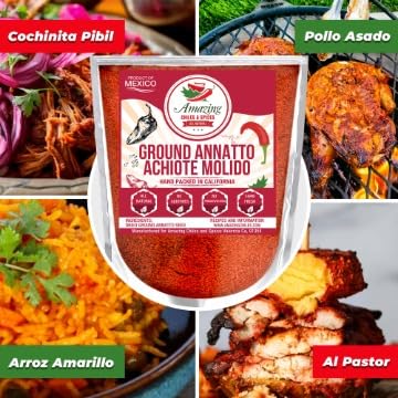Achiote Powder – Ground Annatto Seeds 8Oz Great For Adding Color And Mild Flavor In Soup, Stews, Meats And Mexican Recipes