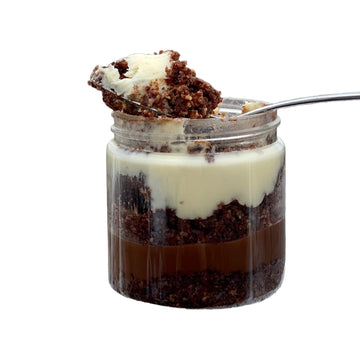 Gourmet 2 Cakes In A Jar Set - Duo Chocolate Cake In Jar With Special Chocolate Cake Layered With White Belgian Chocolate Brigad