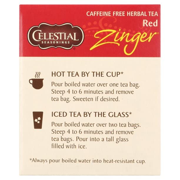 Celestial Seasonings Herbal Tea, Red Zinger, Caffeine-Free, 20 Bags per Pack, Pack of 2