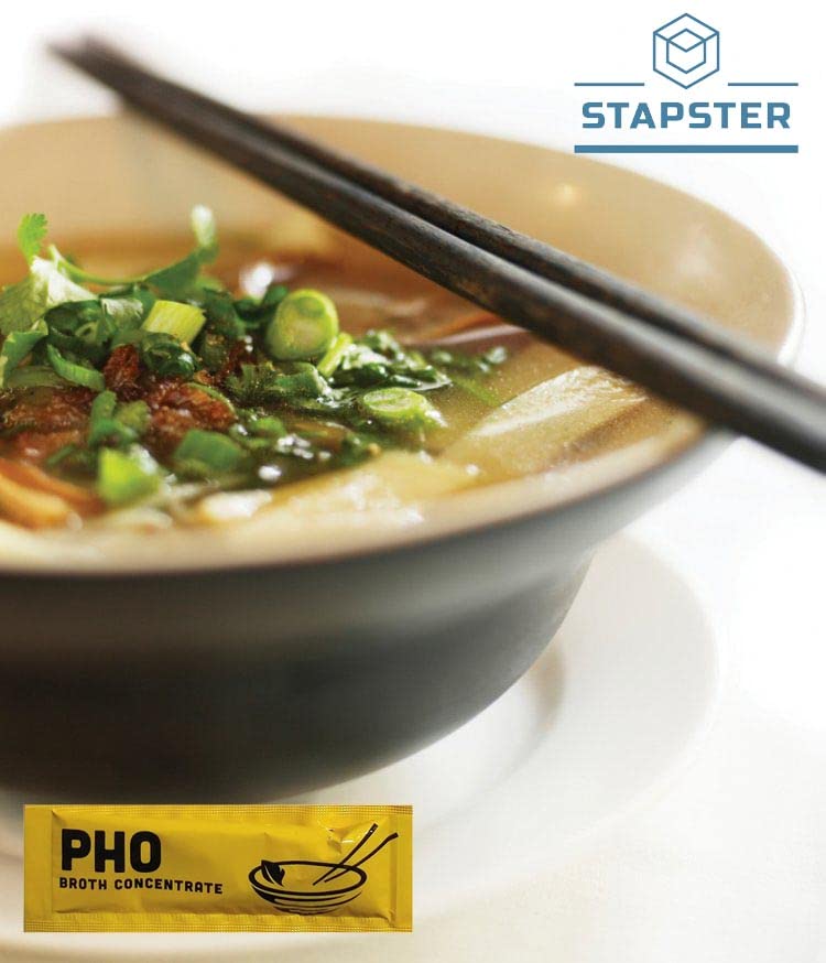 Stapster Savory Choice Pho Concentrate - Bundle Of 16 Pcs - Vegetable (8 Pcs), Chicken (8 Pcs) Broth
