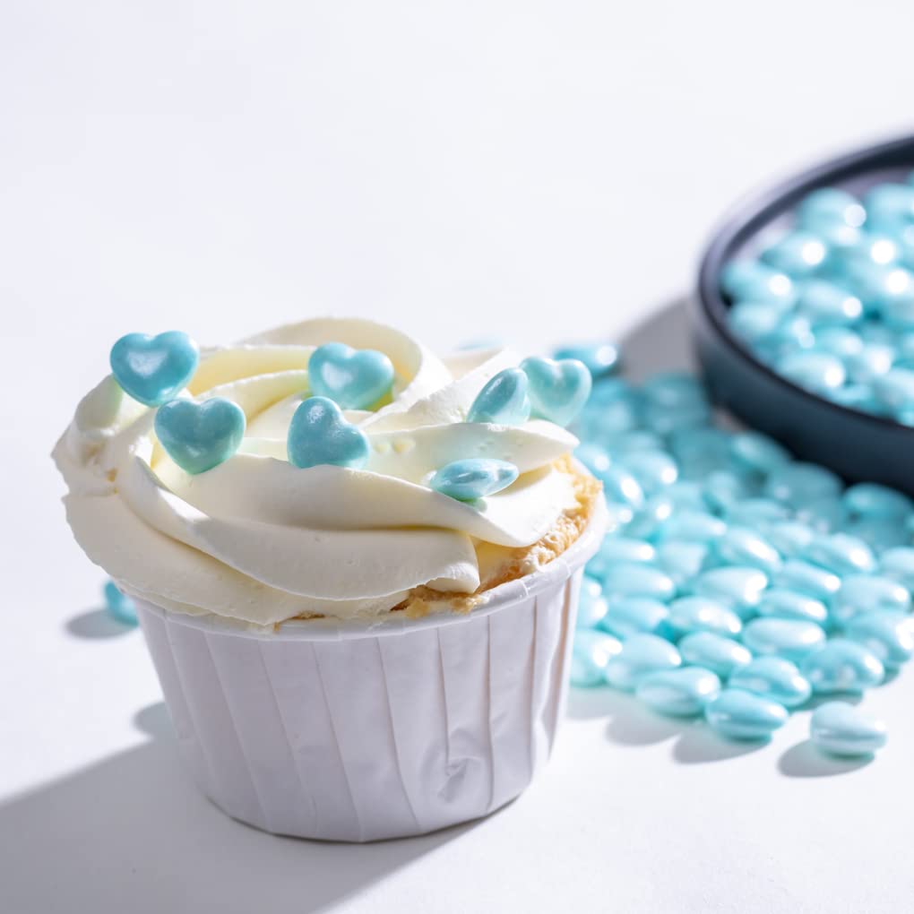 Christmas Blue Sprinkles Heart Cake Sprinkles130G 4.6Oz,Cookie Sprinkles,Sugar Pearl, Edible Candy Pearls For Cake Cupcake Decor