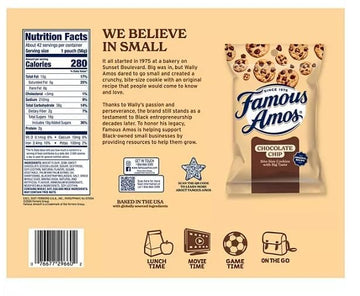 Classic Bite-Size Famousamos Chocolate Chip Cookies, 2 Oz Individual Bags | (42 - Count Chocolate Chip Cookies)