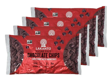 Lakanto Sugar Free Chocolate Baking Chips Sweetened with Monkfruit - Pack of 4 Bags - 8 oz Per Bag - 32 oz Total - Gluten Free, 