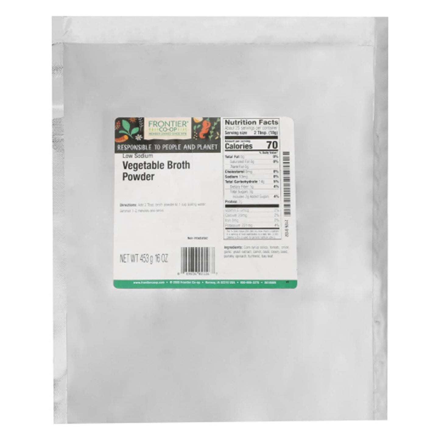 FRONTIER HERB Vegetable Low Sodium Organic Broth Powder, 16 Ounce