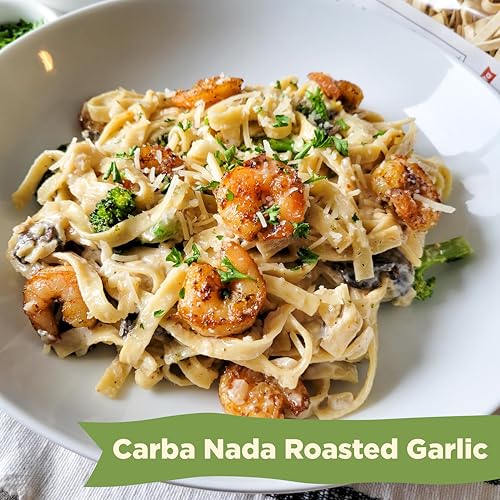 AL DENTE Carba-Nada Roasted Garlic Fettuccine, Lower-Carb Pasta, 16g High Protein, Cage Free Eggs, Non-GMO, 10 Ounce Bags (Pack