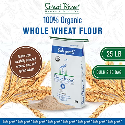 Great River Organic Milling Organic Whole Wheat Flour, 25 lb, Pack of 1, Model 684765110251