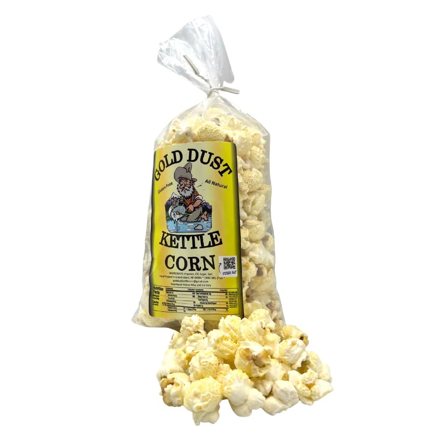 Gold Dust Kettle Corn | Kettle Corn | Sweet And Salty | Non Gmo | Fresh Popped Popcorn | Kettle Popcorn | Made In Nebraska | 2.5